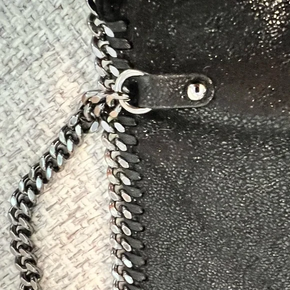 Stella McCartney Shimmery Black Shaggy Deer Studded Falabella Crossbody/Dust Bag - Picture 8 of 12